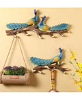 Wall Mounted Double Coat Hooks Straight Up Durable Bathrobe Hanger with peacock design for coats and keys.
