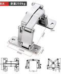Heavy Duty Hidden Door Hinge Featuring Rock Solid 304 Stainless Steel Dry Mount Design That Takes Heavy Loads With Zero Sag For Top Shelf Concealed Door Setups, showing dimensions and design.