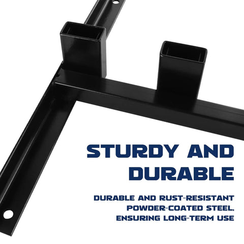 Close-up of sturdy Adjustable Target Stand Base for Paper Targets, showing rust-resistant black powder-coated steel construction.