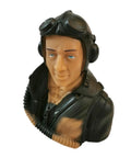Hand Painted 1/5 Scale WWII Pilot Figure For RC Airplanes And Drones, realistic cockpit pilot bust with helmet and goggles.