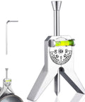 Pipe center finder tool with 4-inch Y-base and adjustable dial bubble protractor, metal construction (front view).