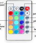 Remote control for Multicolor Battery Powered LED Strip Lights With Remote Control For Indoor And Outdoor Decor, showing color options.