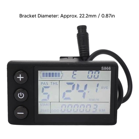 Electric LCD Display For Mountain E Bike Conversion With 6P Connector showing clear digital readout panel
