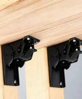 Two Pack 90 Degree Self-Locking Folding Hinge Lock Steel Foldable Bracket Hidden Hinge For Extension Brackets On Table Legs Black installed