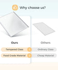Comparison of Upgraded Freezer Glass Shelf 11.69 By 9.88 Inches Replacement W11130203 with ordinary glass showing quality differences.