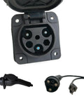 Heavy Duty Golf Cart Charger Cord Assembly Channels Solid One Six Amps Through Ten Feet Of Black Wall Plug Wiring Made For Forty Eight Volt EV Fits D2 D3 D5 And Dmax Series connection components including plug and outlet.