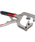 Heavy Duty Chrome Steel Welding Clamps With 360 Degree Rotation For Versatile Metalworking Pipe Joining And Wood Column Fixing Jobs Onsite, featuring a non-slip handle and adjustable jaws.