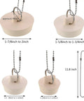 Durable Rubber Drain Stopper With Hanging Ring And 30 Centimeter Chain For Sink Bathtub And Bathroom, 4 sizes shown