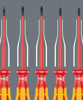 Five VDE Insulated Slotted Screwdriver 160iS 0.6x3.5x100mm Pro Grade Electrician Tool For 1000V Work with ergonomic handles