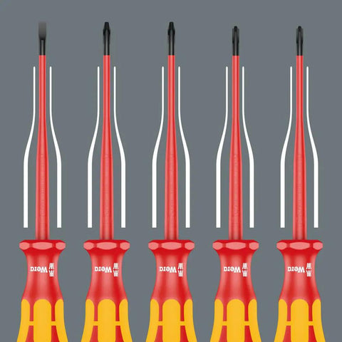 Five VDE Insulated Slotted Screwdriver 160iS 0.6x3.5x100mm Pro Grade Electrician Tool For 1000V Work with ergonomic handles