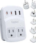 World Travel Adapter Kit With 2 US Outlets 2 USB A Quick Charge 3.0 2 USB C 20W Power Delivery Surge Protection adapters included