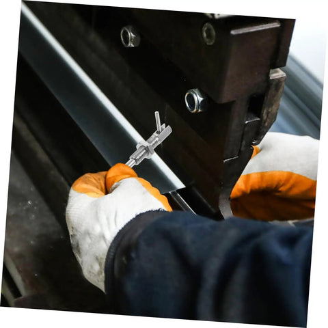 Heavy Duty Stainless Steel L Shaped Lock Pin With Secure Indexing Plunger For Cabinets Appliances And Automotive Hardware in use during installation.