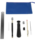 Glass Cutter Kit With Pencil Style Handle For Stained Glass Projects Includes Pro Grade Spare Blades And Tension Control Portable Do It Yourself Glass Bottle Craft Tool For Precise, Smooth Cuts, blue pouch, ruler, spare blades