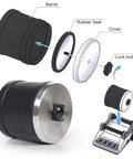 Components of the Rock Tumbler Kit With Ultra Quiet Electric Polisher For DIY Gem Crafting At Home including barrel and cover.