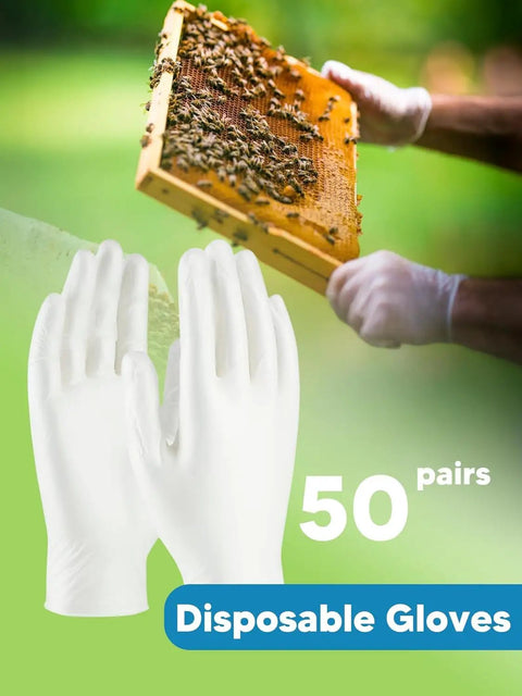 All In One Honey Extractor Kit And Harvest Gear For Easy Harvesting with 50 pairs disposable gloves and beekeeping frame.