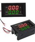 Killer Heavy Duty Dual Digital Display DC Voltmeter And Ammeter Combo Reading 0 To 300V Up To 50A IP67 Weatherproof Power Monitor with green and red displays.