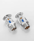 5 Pack Rock Solid Fire Sprinkler Heads DN15 UP Type R1/2 Thread High Temp 141 Degree Rating showing two chrome sprinkler heads.