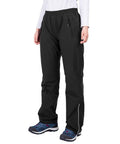 Women's Lightweight Waterproof Rain Pants With Mesh Lining For Breathability Fully Sealed Seams Windproof Outdoor Hiking And Fishing Trail Ready Gear For Rainy Day Black shown.