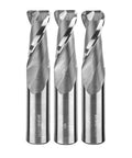 Top Shelf 1/2 Inch Shank Solid Carbide Spiral Cove Nose Router Bit Set Featuring 1/16 3/32 And 1/8 Corner Radius Bits For Smooth Flawless Woodworking Cuts Made In Usa, three router bits with spiraled cutting edges.
