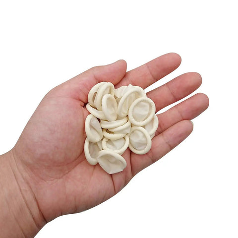 Hand holding Disposable Latex Finger Cots 222 Pcs Anti Static Protective Fingertips For Electronic Repair And Industrial Use