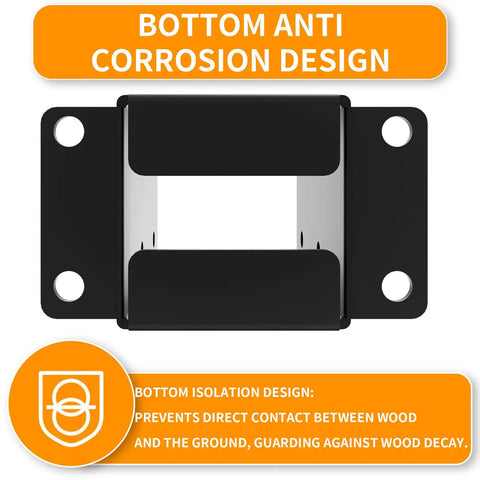 4x4 Post Base Set For Wood Posts 3.5x3.5 Inch Inner Size Rust Proof Heavy Duty Metal Black Powder Coated Railing Brackets anti-corrosion design