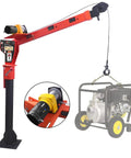 1100Lb Folding Truck Crane With 3500Lb 12V Electric Winch 360 Degree Swivel Painted Steel Jib lifting a generator
