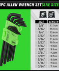 27 Piece Long Arm Allen Wrench Set With Ball End Hex Keys, Beefy T Handle Design, Inch And Metric, Hardened Chrome Vanadium Steel