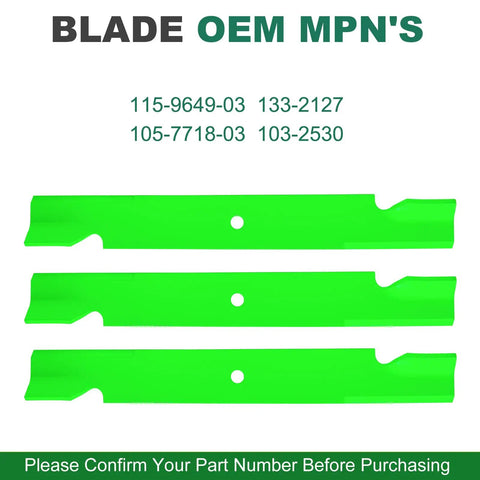 High Lift Lawn Mower Blades 3 Pack For 60 Inch Decks Fits Bad Boy Exmark Gravely Hustler Toro Titan Timecutter ZT60 CZT60 Elite