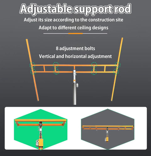 Adjustable support rod for Heavy Duty Drywall Lift And Sheetrock Hoist With Telescopic Arm, featuring 8 bolts for height adjustment.