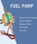 12V Low-Pressure Electric Fuel Pump Kit with filter, wiring visible, for carburetors, lawn mowers, gas and diesel engines