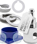 Drilax 1-3/8 in diamond hole saw kit with water delivery and guide; includes rings and safety glasses (front view).