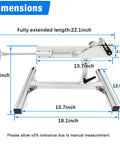 Heavy Duty 24V Telescopic Linear Actuator dimensions, 22.1-inch length, with suction cup and stand.