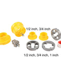 Workhorse Alloy Steel Pipe Threader For Internal Or External Cuts Fits Pvc Ppr Mpp Pipes Electric Drill Compatible kit with yellow and gray components.
