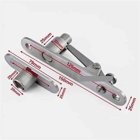 Heavy Duty Two Pack Door Pivot Hinges With Slick Invisible Hidden Design And Dead On Auto Soft Close Mechanics For Game Changing Up Down Cabinet Alignments, stainless steel construction with measurements.