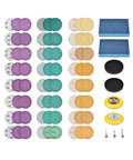 Grab These 78 Pc Crazy Awesome Sanding Discs With Super Easy Hook Loop Backing Pad For Your Drill Make Wood And Metal Projects Fly Smooth Fast Today, 78pcs 3 inch discs in assorted grits.