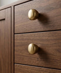 French Antique Brass Egg Cabinet Knobs 1.075 Inch Teardrop Zinc Alloy Drawer Knobs on wood dresser