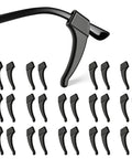 20 Pairs No Slip Eyeglasses Ear Grips Hook Silicone Temple Tips Sleeve Retainer displayed with black grips and eyeglass temple.