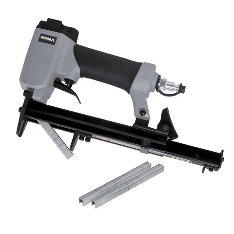 Pneumatic Upholstery Stapler With 22 Gauge Three Eighths Inch Crown And One Quarter To Five Eighths Inch Staples Lightweight