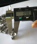 Caliper measuring 4mm Stainless Steel Mini D Shackle for paracord jewelry and everyday outdoor gear, showing precision and size.