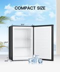 No Fuss And Slick Effortless Setup 30 Cubic Foot Upright Freezer featuring a reversible door, compact size in matte black.