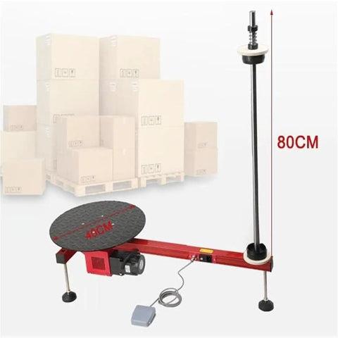 Electric Stretch Film Wrapping Machine Dispenser For Pallet Packing with 40cm Turntable and 80cm Height, shown with boxes