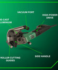 Heavy Duty 5 Inch Wall Chaser For Concrete And Masonry With 15 Amp Electric Cutter And Beast Power Drive System shown with labeled parts