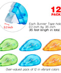 12 Pack Double Sided Tape Roller For Scrapbooking And Crafts, Permanent Adhesive Dispenser in vibrant colors