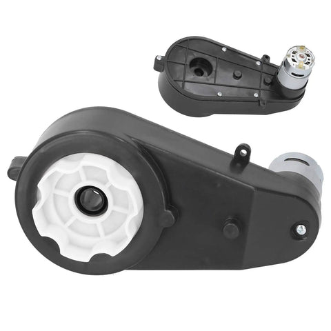 24V High Speed 18000RPM RS555 Motor Gearbox Upgrade for Kids Ride On Toys shown in detail with ABS housing and motor visible.