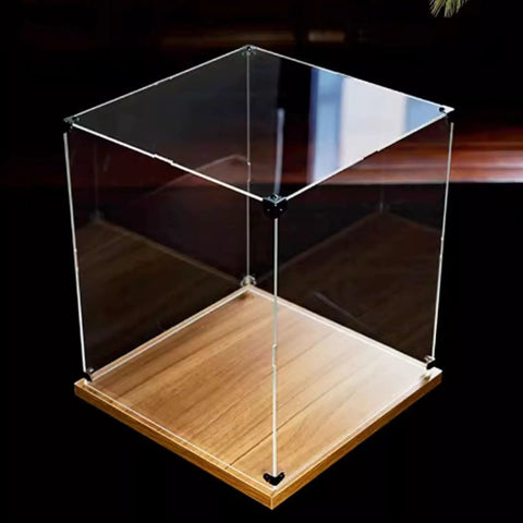 Crystal Clear Transparent Acrylic Display Case For Lego 76232 Airship Dustproof Display Case With Golden Oak Base Model Not Included