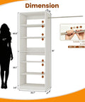 Room Ready Expandable Closet System With Six Sturdy Shelves And Single Adjustable Hanging Rail Modular Wardrobe Rack For Custom DIY Home Organization Clean White dimensions and features diagram