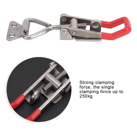 Heavy Duty Stainless Steel Toggle Clamp Latch With Adjustable Lever Handle And 250kg Pulling Force For Secure Industrial Fastening On Doors And Gates close-up
