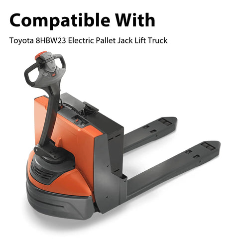 Heavy Duty Load Wheel For Toyota 8HBW23 Electric Pallet Jack Lift Truck, showcasing a close-up of the pallet jack's handle and body.