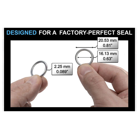 Hands holding 16mm Oil Drain Plug Gaskets Crush Washers For Leak Proof Sealing Pack Of 15 Durable Pro Grade Aluminum Oil Plug Washers