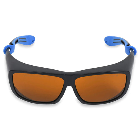 Front view of Adjustable Laser Goggles For Tattoo Removal And Medical Laser Safety Eyewear With 532 And 1064 Nm Filters Pro Grade Design